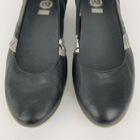 Merrell Elles Black Leather Slip On Athletic Air Cushion Bungee Flats 8.5 - Picture 4 of 12